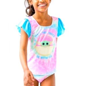 NWT Star Wars Mandalorian Baby Yoda Tie Dye Tankini Swimsuit 3T Toddler